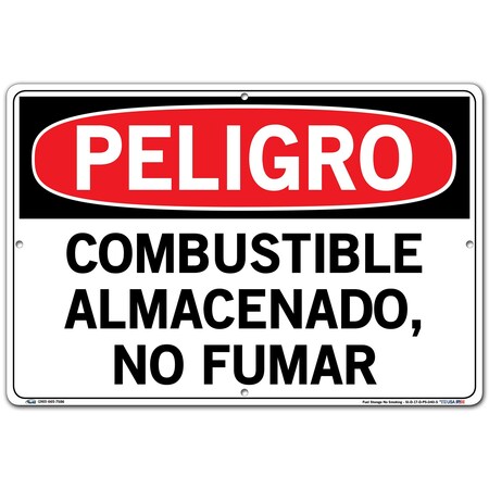 Vestil Polystyrene Sign, 12-1/2" Height, 18-1/2" Width, Polystyrene, Rectangle, Spanish SI-D-17-D-PS-040-S